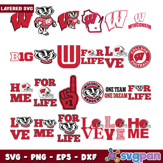 Layered Wisconsin Badgers SVG Bundle for Crafts