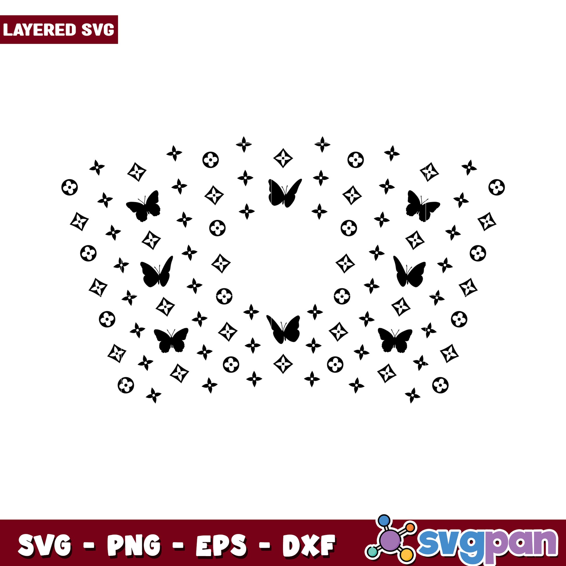 Layered butterfly pattern SVG design for crafts, versatile and fun