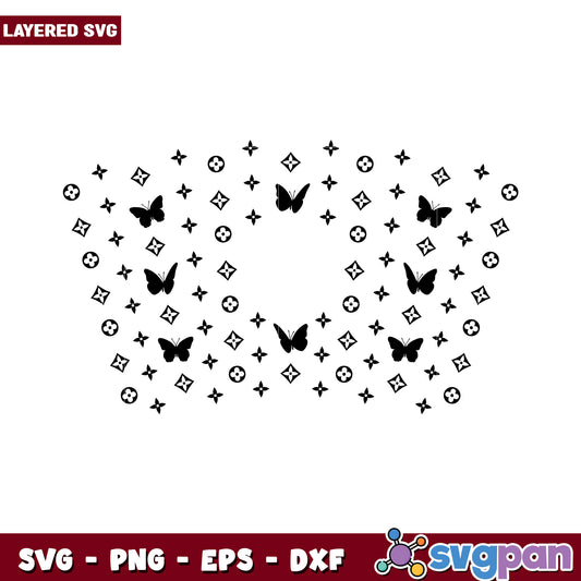 Layered butterfly pattern SVG design for crafts, versatile and fun