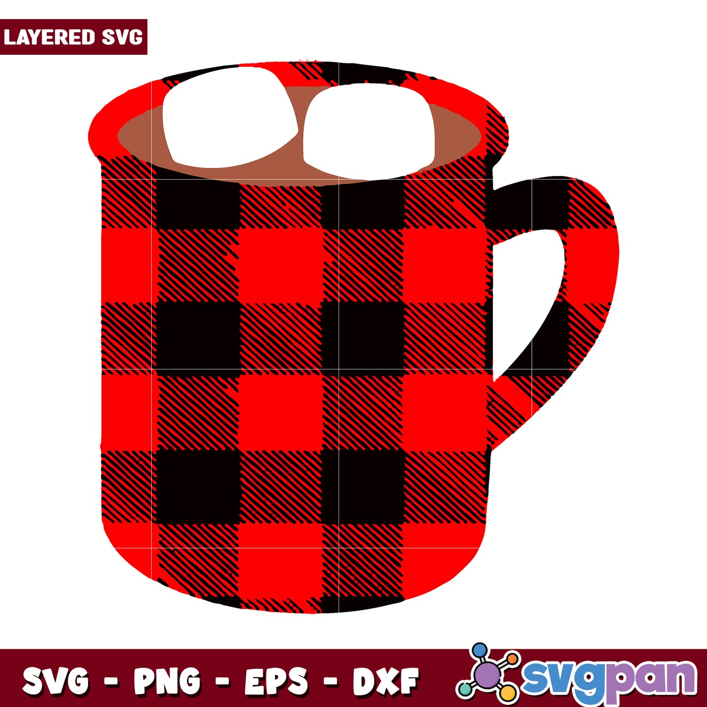 Layered plaid mug SVG design for crafting, perfect for DIY projects