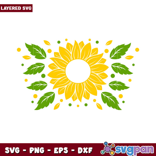 Layered sunflower SVG design for crafting, vibrant yellow and green colors