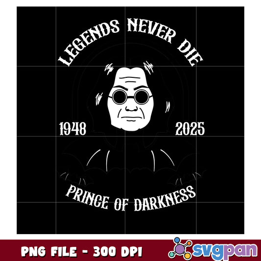 Legends never die Ozzy white design png, heavy metal png, rock legend png