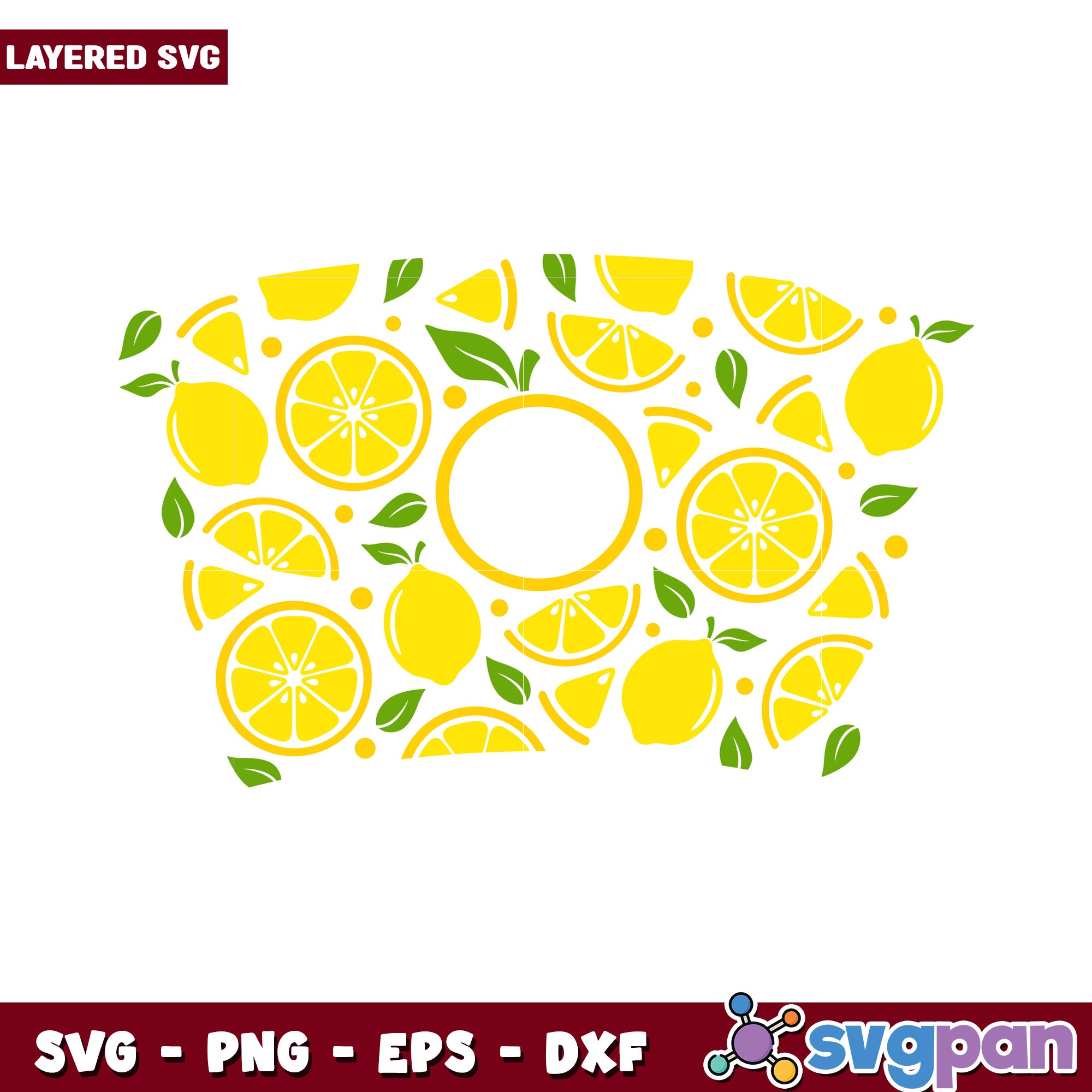 Lemon Slice Pattern Layered SVG Design, Perfect for Craft Projects – svgpan