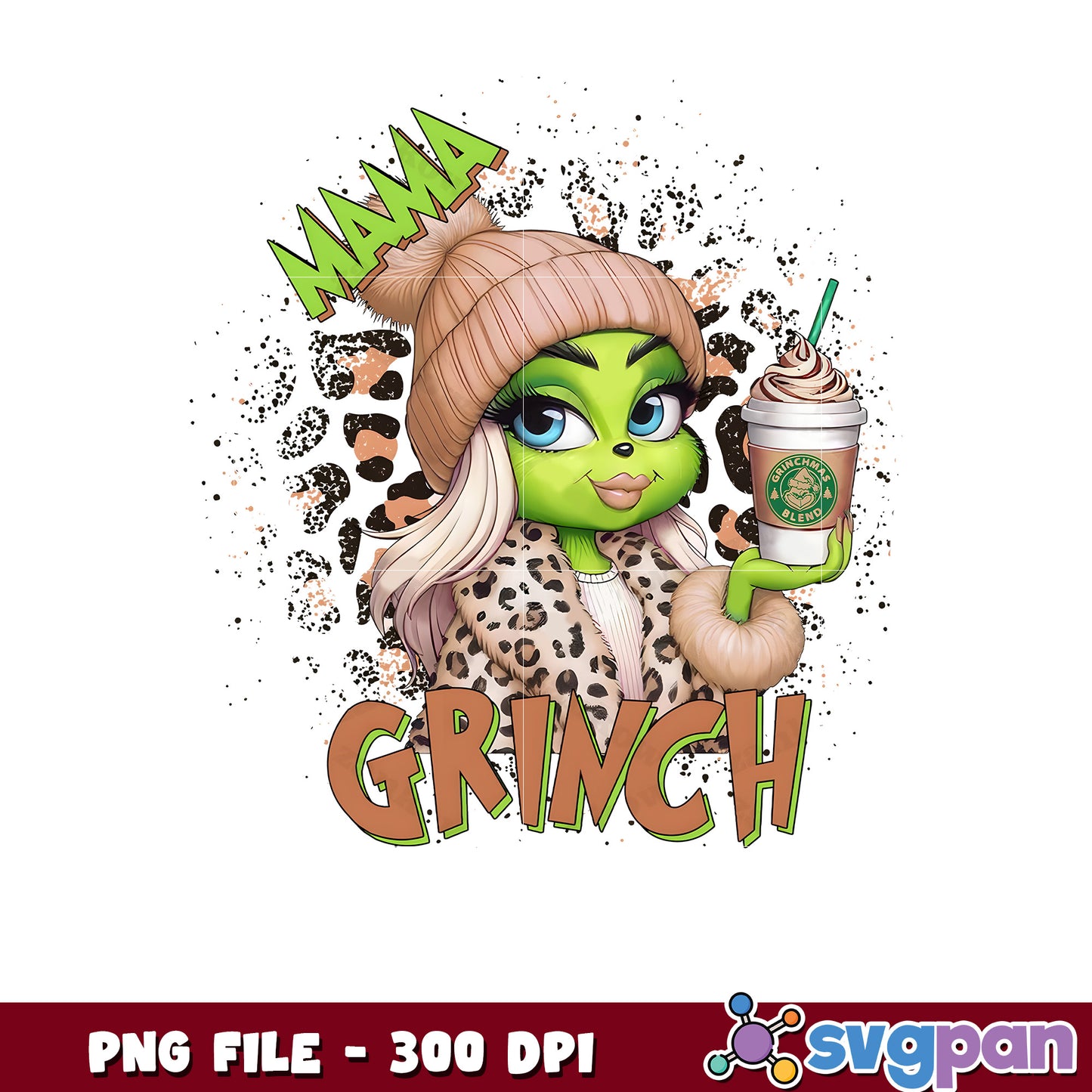 Leopard Coffee Mama Grinch png, grinch meme​ png, grinch song​ png