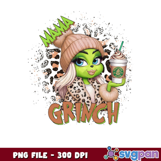 Leopard Coffee Mama Grinch png, grinch meme​ png, grinch song​ png