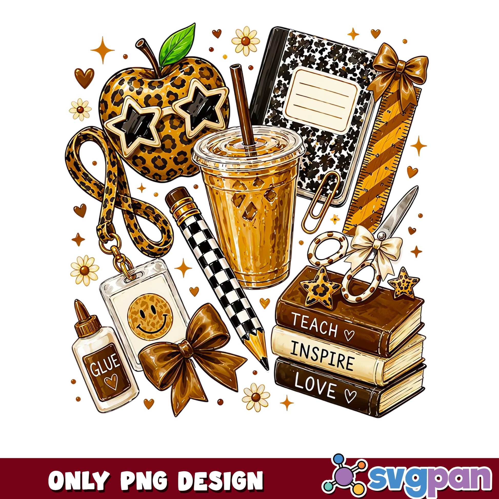 Leopard Teacher Teach Inspire Love PNG, Back To School PNG, Teacher Life PNG