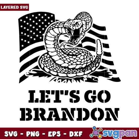 Let's Go Brandon SVG Design, Snake and Flag Graphic Art