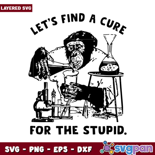 Let's find a cure for the stupid, humorous monkey SVG design