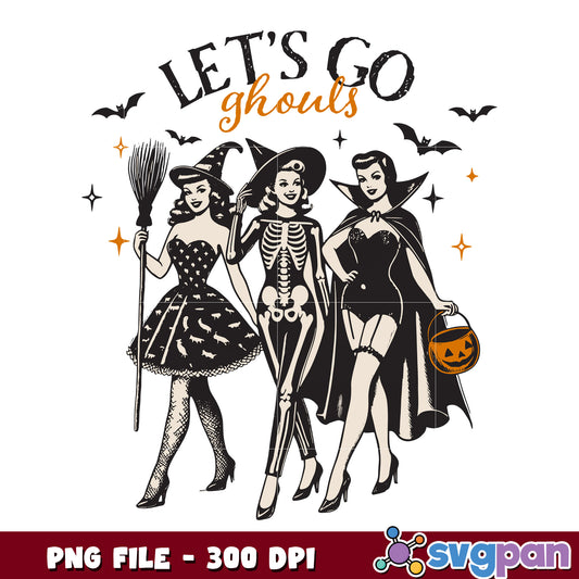 Let's go ghouls png, halloween cartoons​ png, halloween​ decor png
