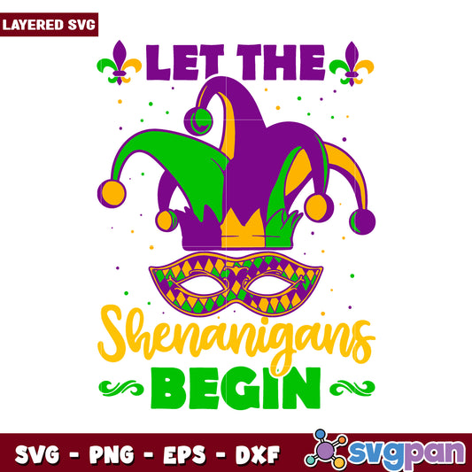 Let the Shenanigans Begin for Mardi Gras Celebrations, Layered SVG Design