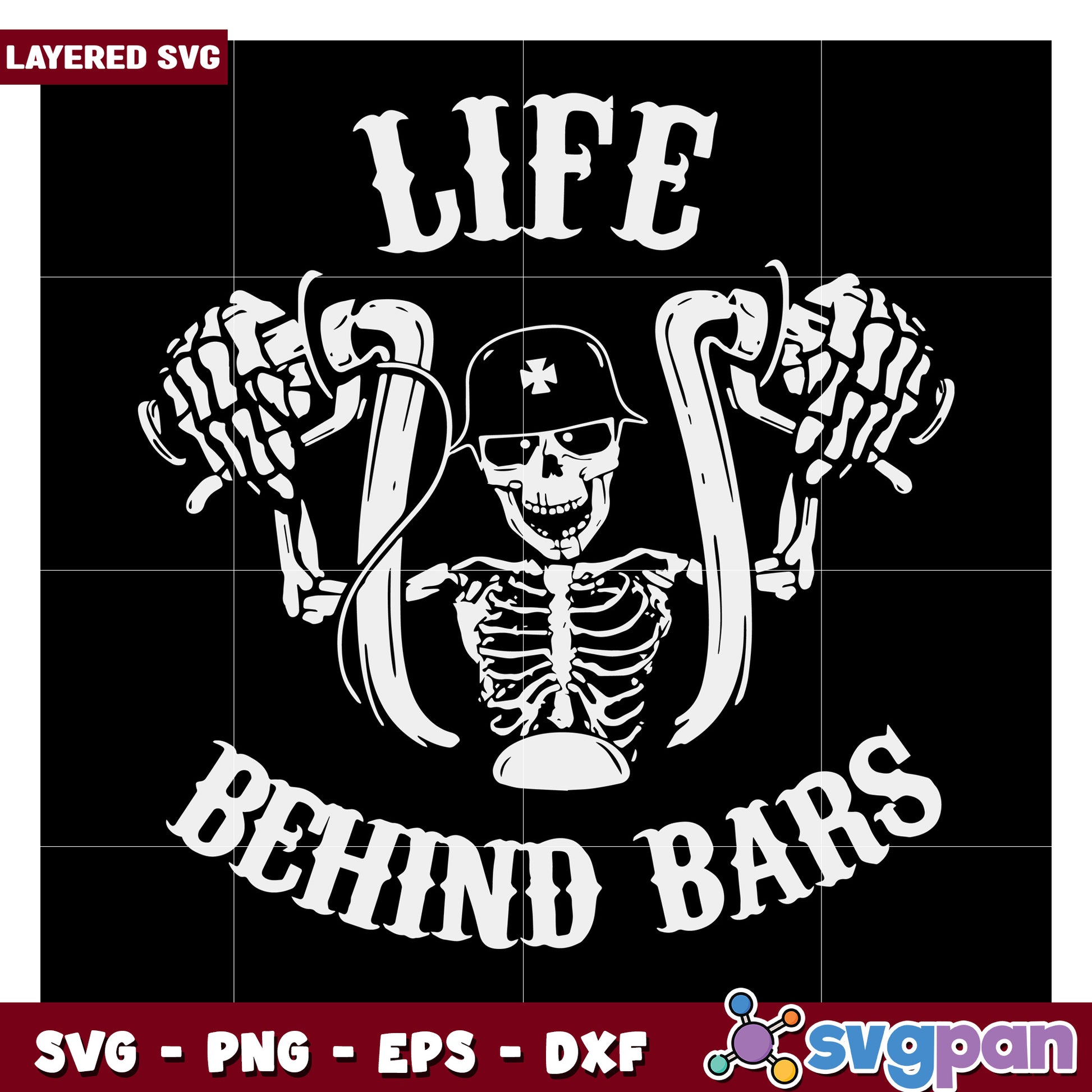 Life Behind Bars Skeleton Design SVG, Perfect for Fun Projects