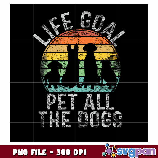 Life goal pet all the dog png, cute dog png, playful puppy png