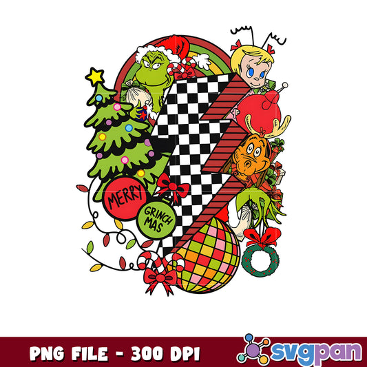 Lightning Bolt Merry Grinchmas png, grinch costume​ png, grinch home png