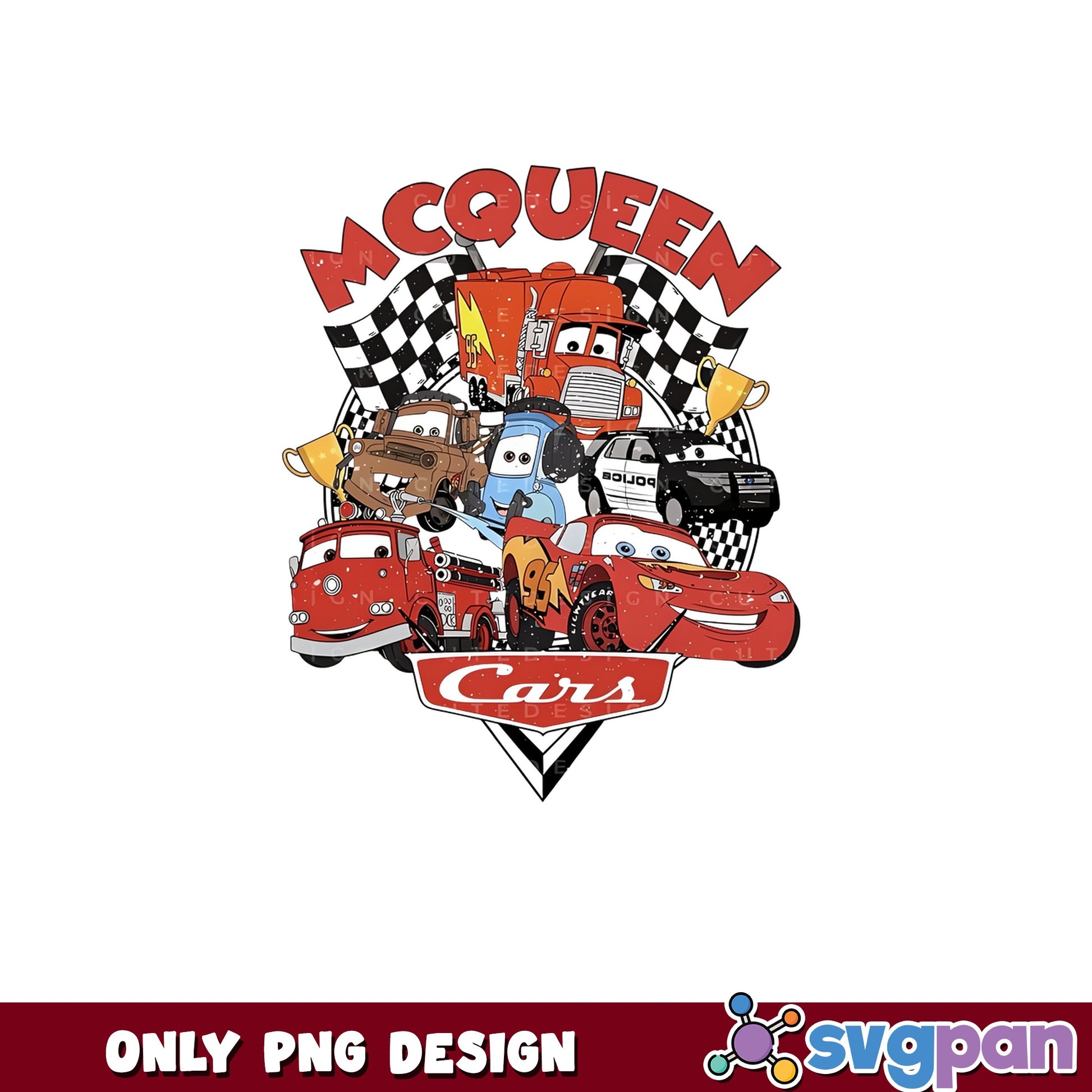 Lightning McQueen Cars Characters Bundle, Disney Cars PNG, Pixar PNG