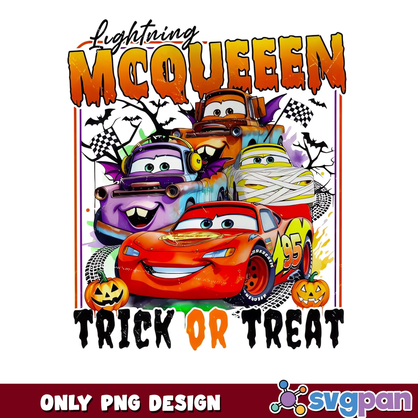 Lightning McQueen Cars Halloween Trick Or Treat PNG, Mater Spooky, PNG