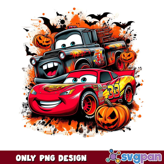 Lightning McQueen Halloween PNG, Cars Mater PNG, Disney Halloween PNG