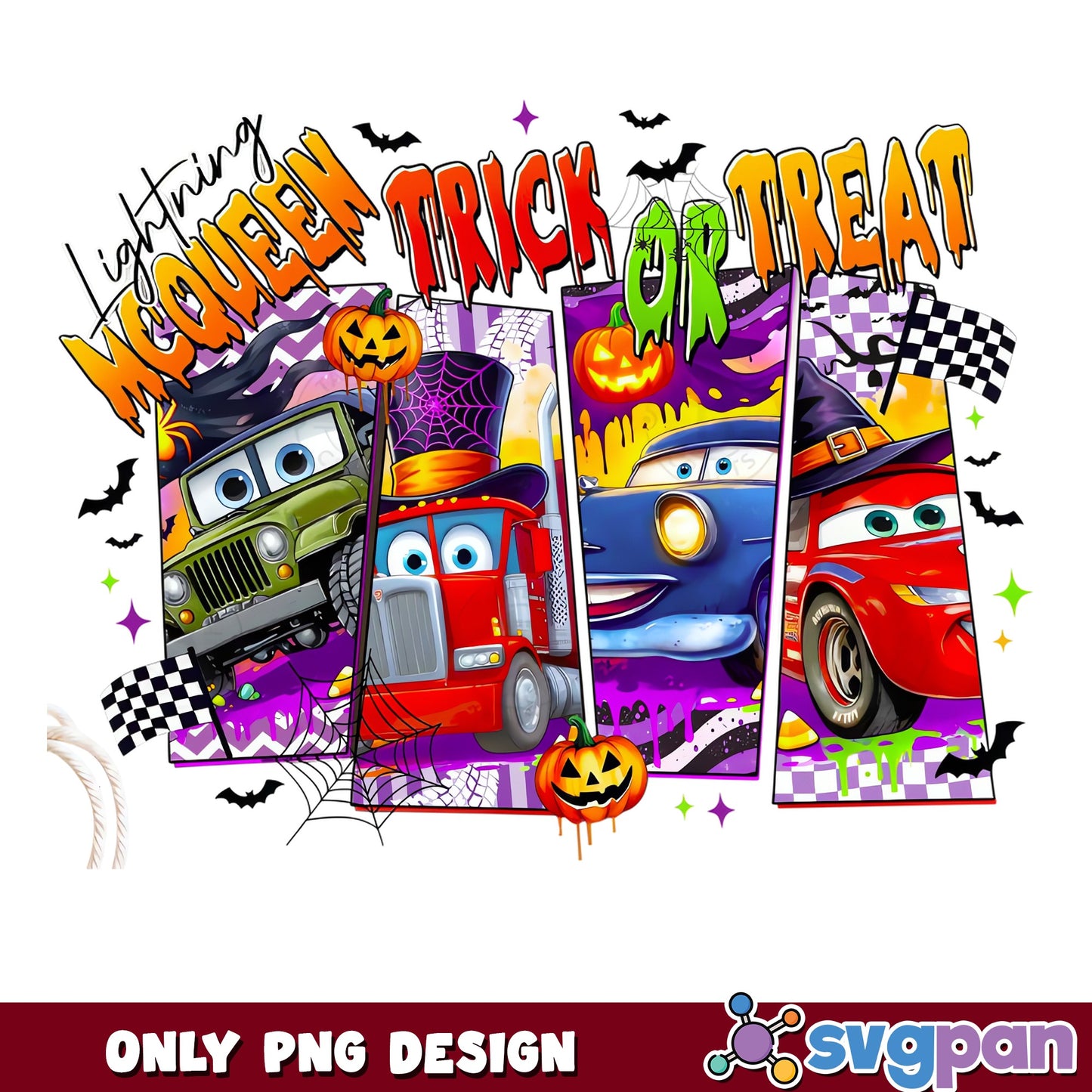 Lightning McQueen Halloween PNG, Cars Trick Or Treat PNG, Disney PNG