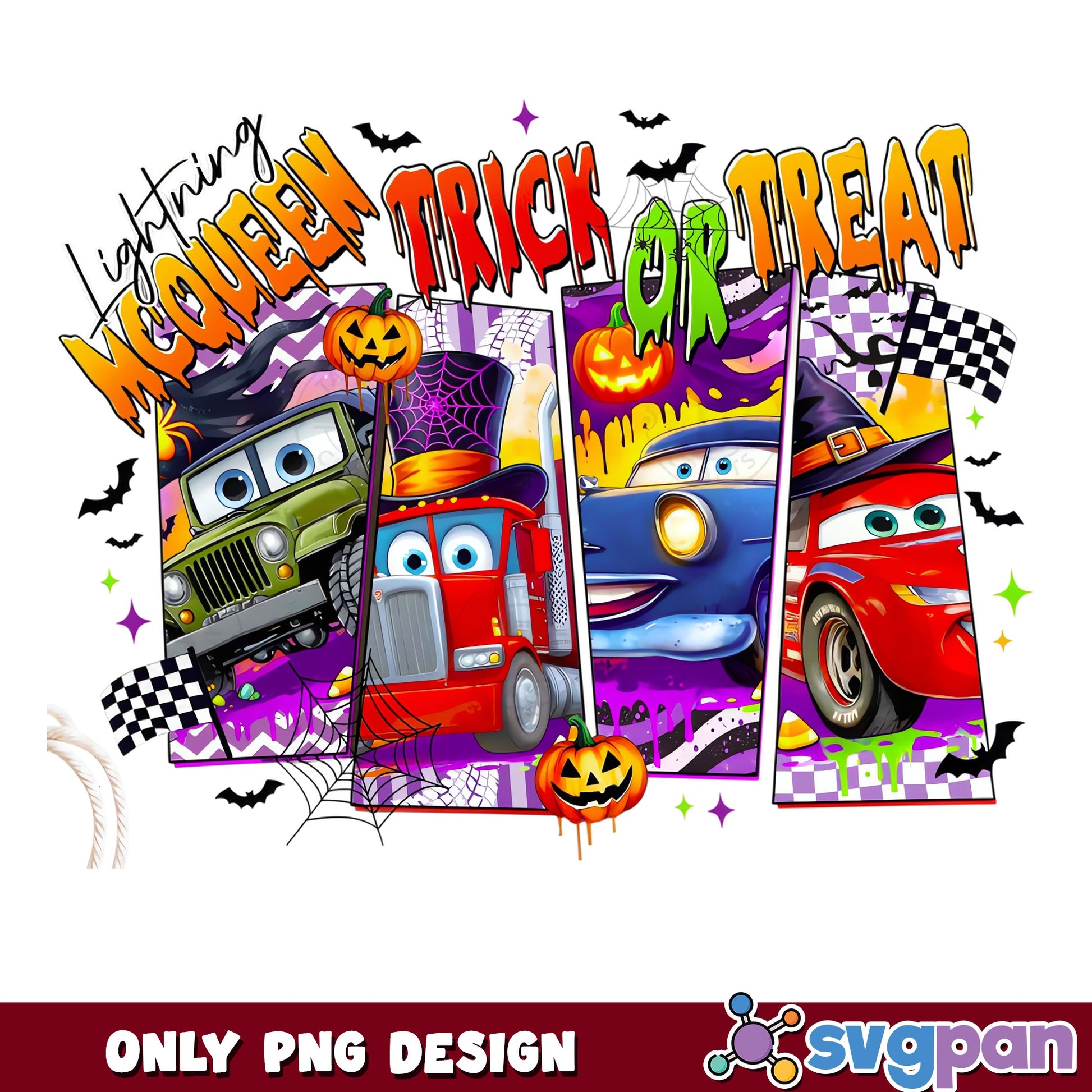 Lightning McQueen Halloween PNG, Cars Trick Or Treat PNG, Disney PNG