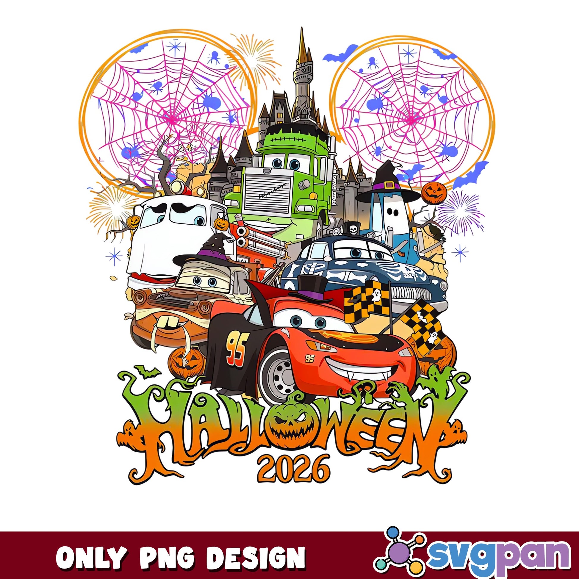 Lightning McQueen Mater Cars Halloween 2026 PNG, Disney Spooky, PNG