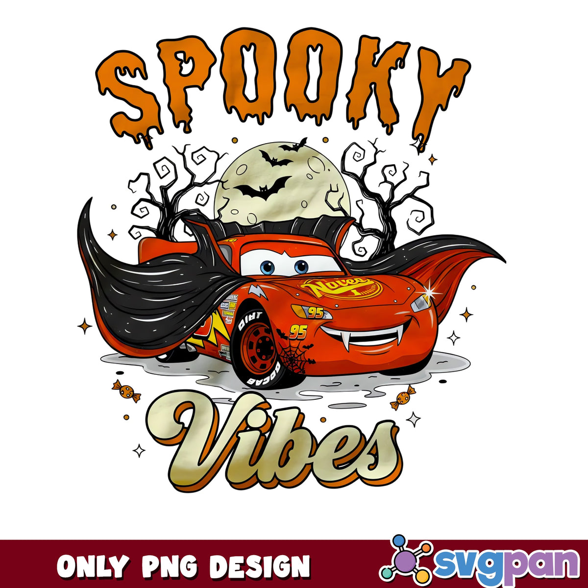 Lightning McQueen Spooky Vibes Halloween PNG, Disney Cars Vampire, PNG