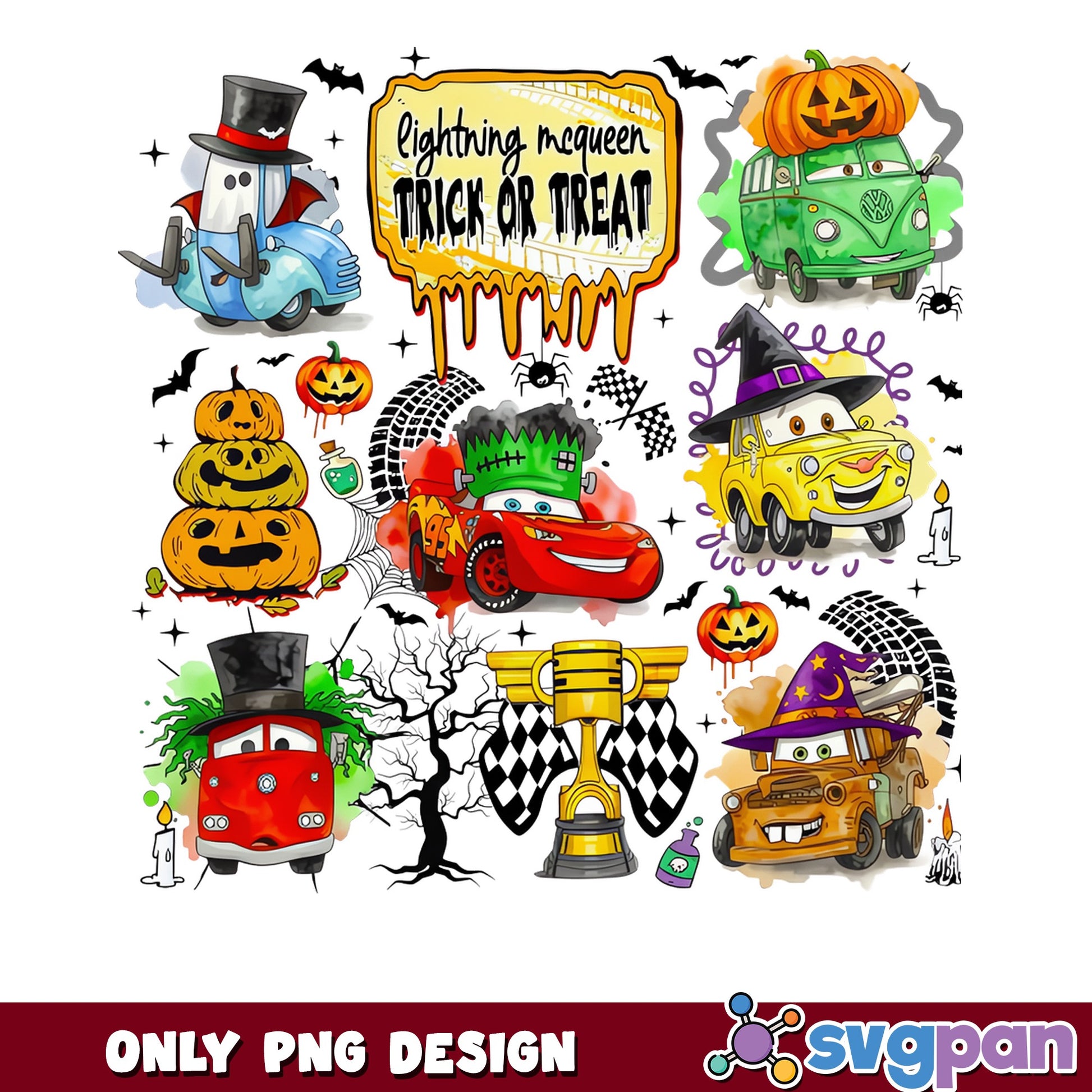 Lightning McQueen Trick Or Treat PNG, Disney Cars Halloween, Cars PNG