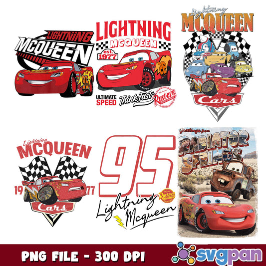 Lightning mcqueen 1977 png bundle