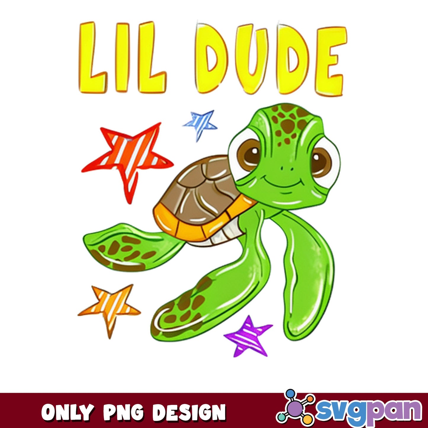 Lil Dude Turtle PNG, Cute Baby Turtle PNG, Kids Summer PNG
