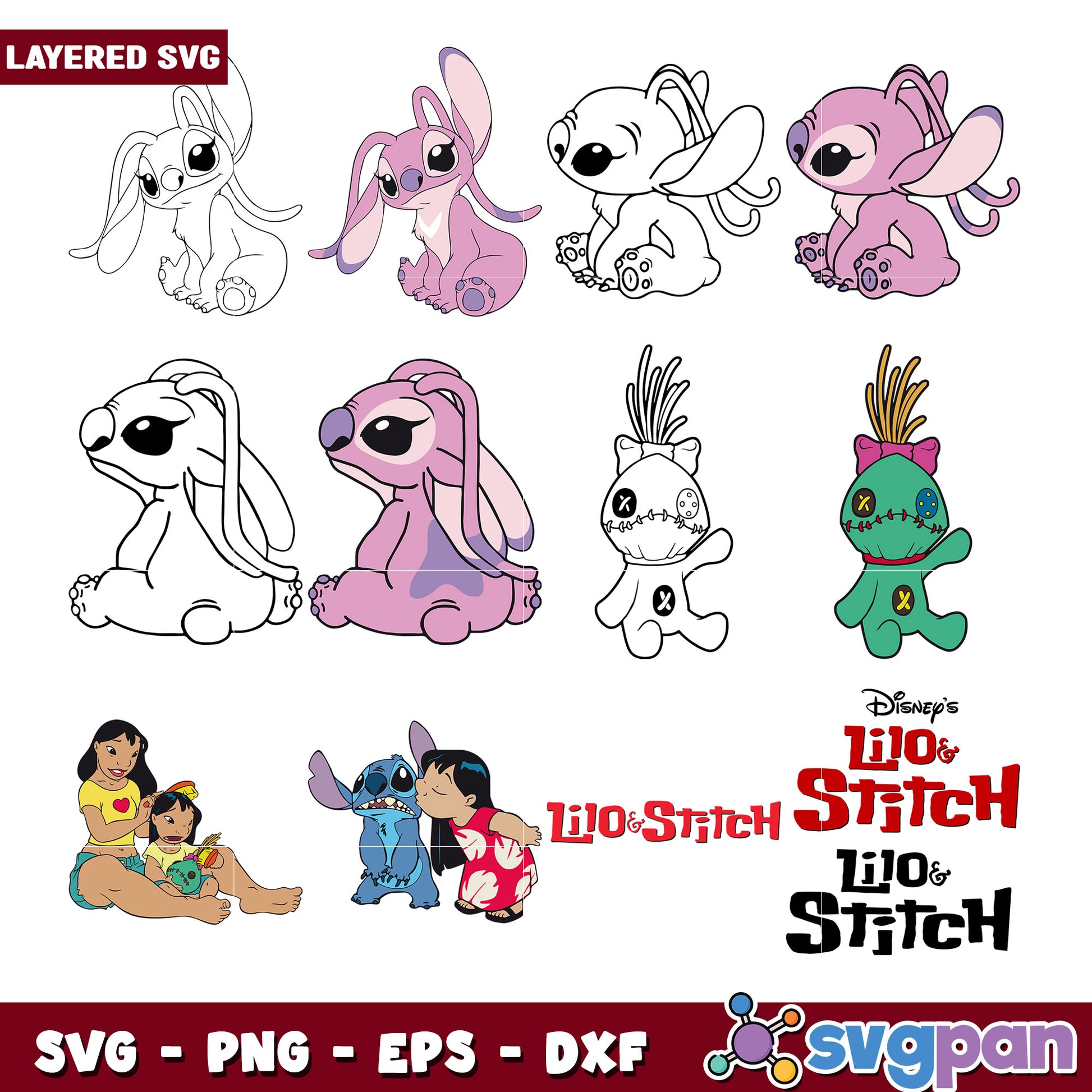 Lilo and Stitch SVG Bundle Layered Clipart Set