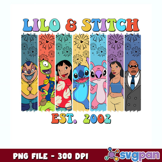 Lilo and stitch characters design est 2002 png, disney png, stitch png