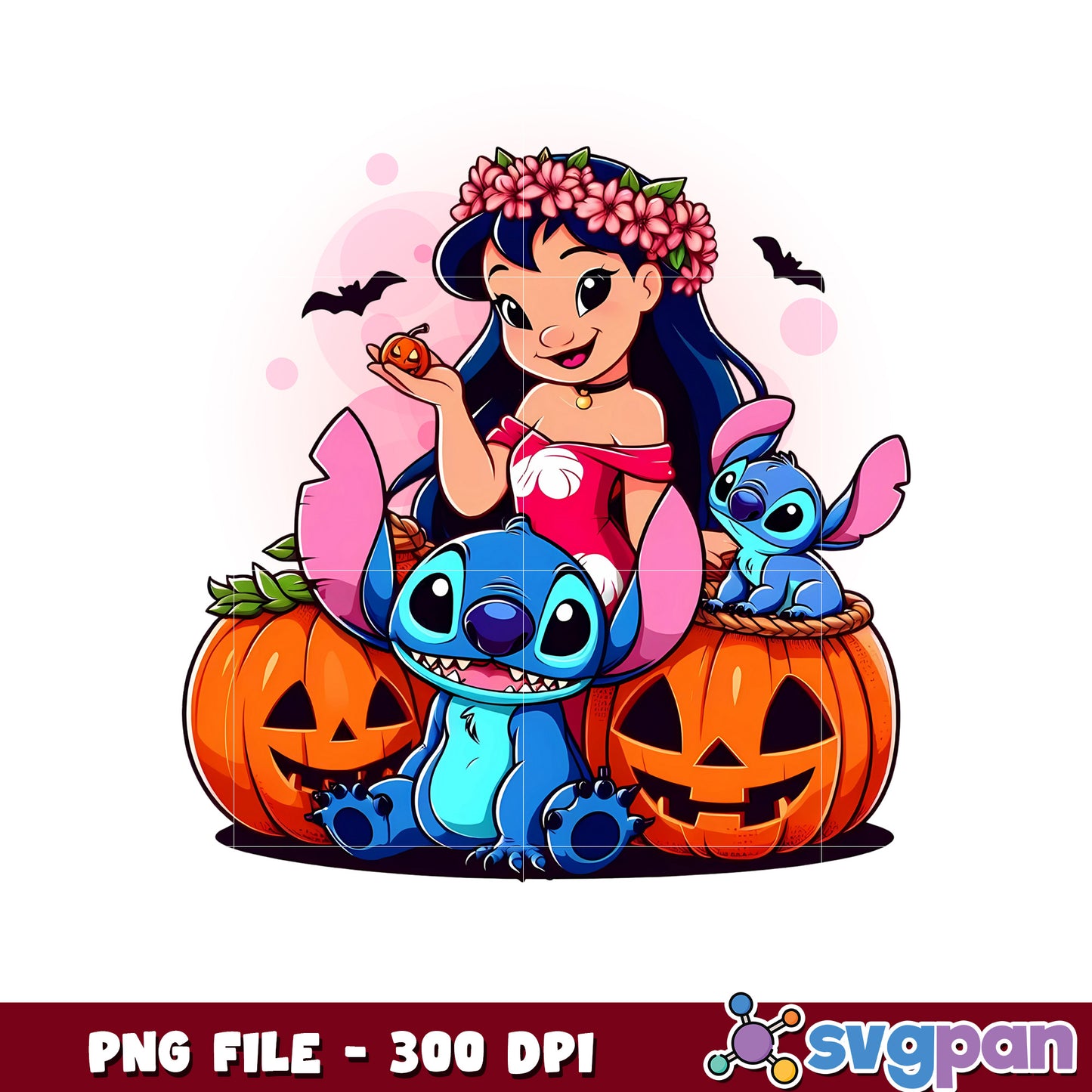 Lilo and stitch halloween png, halloween decor png, halloween pumpkin png