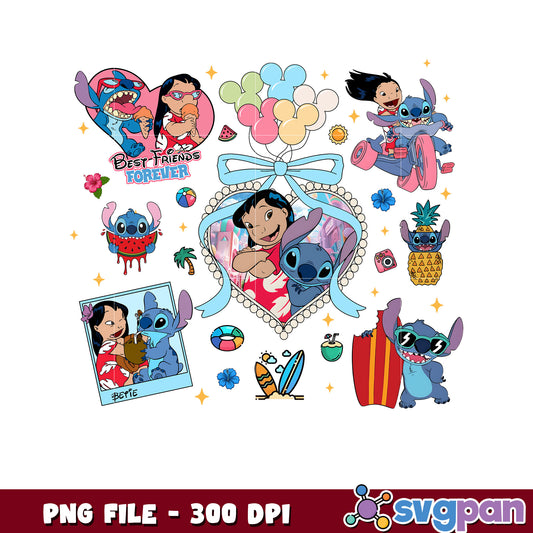 Lilo and stitch picture frame png, cute disney hawaii frame png, stitch and lilo png