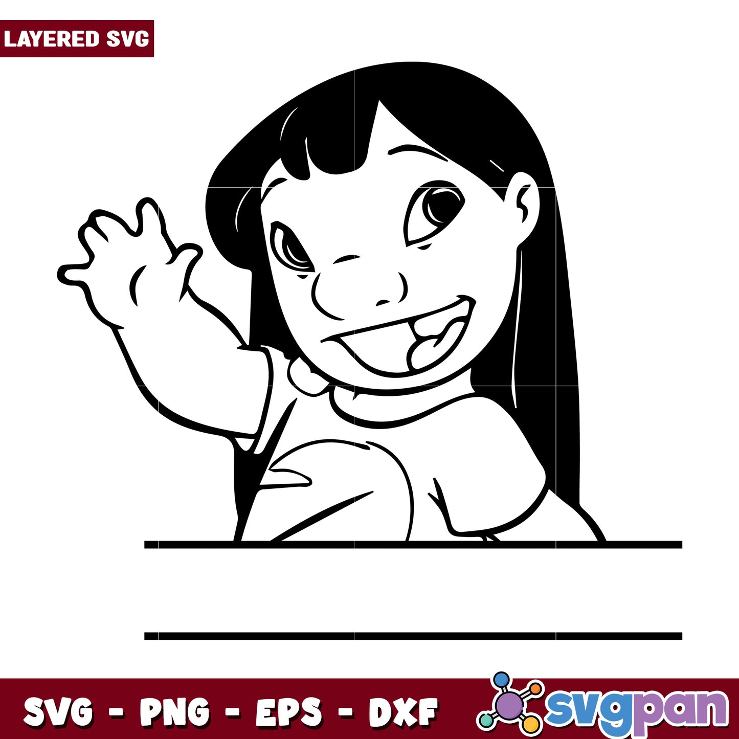 Lilo waving design svg, cute stitch toys svg, lilo and stitch svg