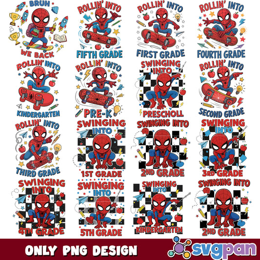 Lil spiderman grades school png bundle