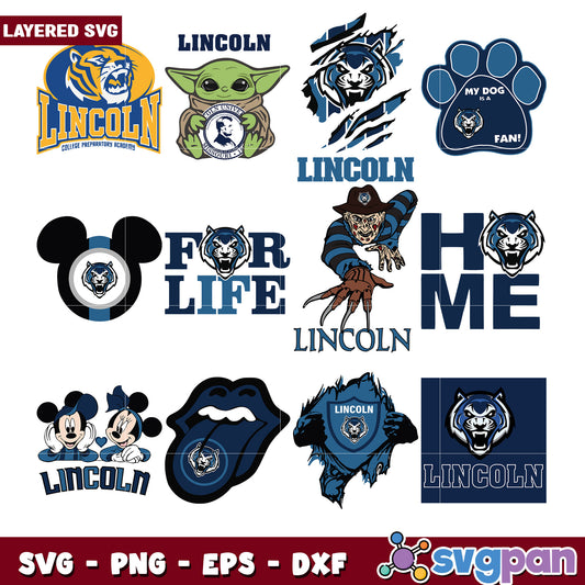 Lincoln Tiger SVG Bundle 10 Designs