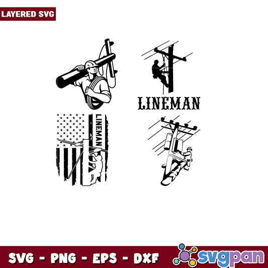 Lineman SVG Bundle 4 Layered Designs