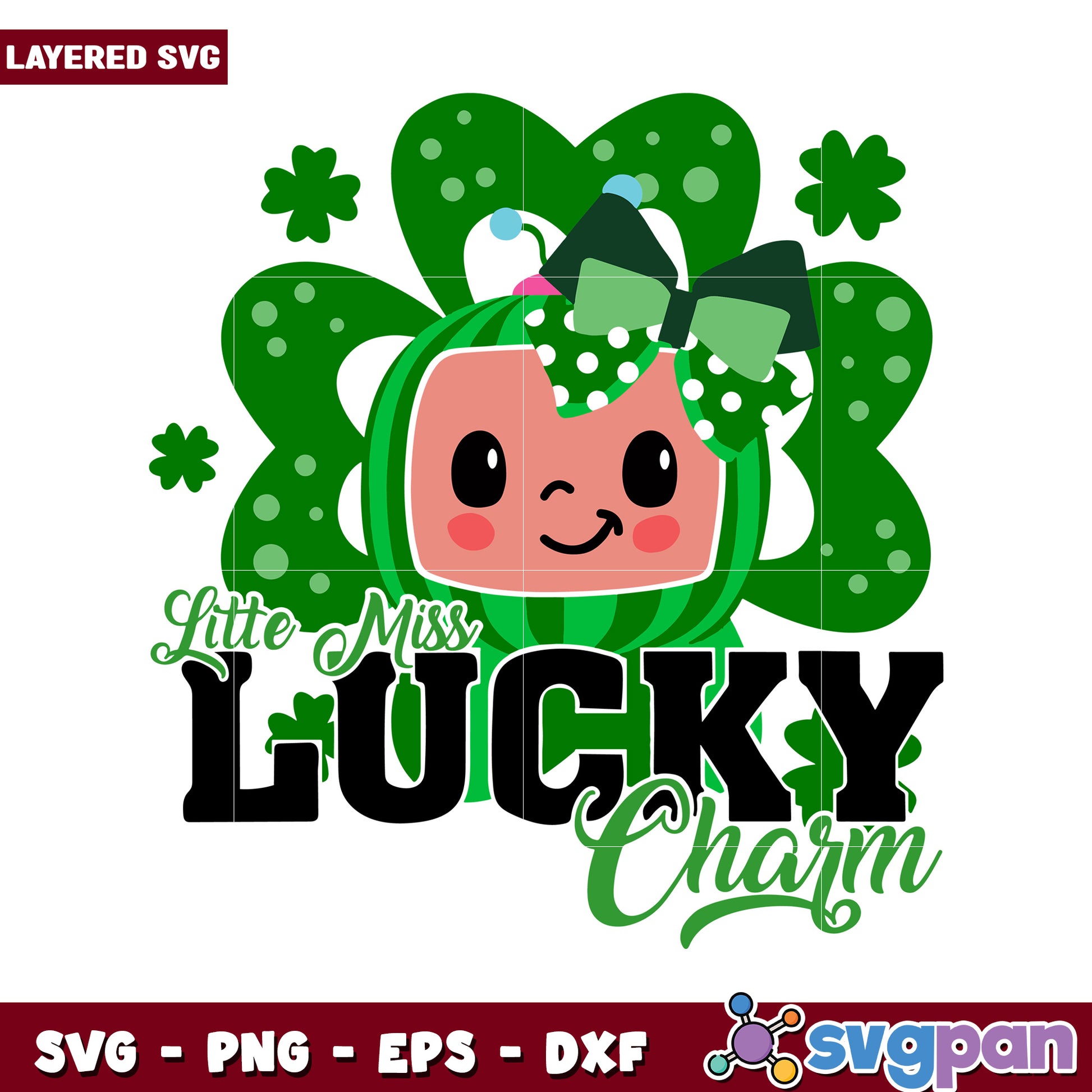 Little Miss Lucky Charm design for SVG crafting, perfect for St. Patrick's Day decorations