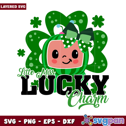 Little Miss Lucky Charm design for SVG crafting, perfect for St. Patrick's Day decorations