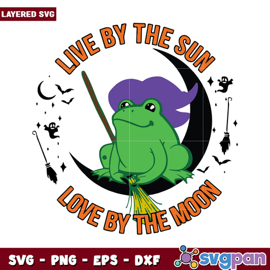 Live by the Sun and Love by the Moon Frog SVG Design for Crafts