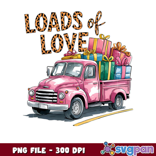 Loads of Love Pink Truck Illustration, Perfect for Gifts