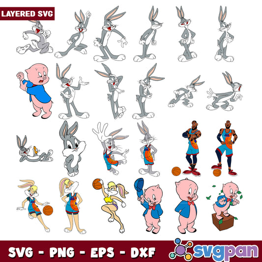Looney Tunes SVG Bundle Bugs, Porky, Lola