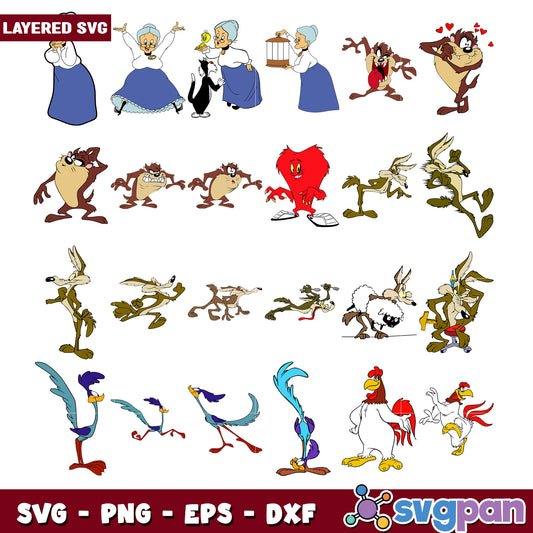 Looney Tunes SVG Bundle Characters, Layered