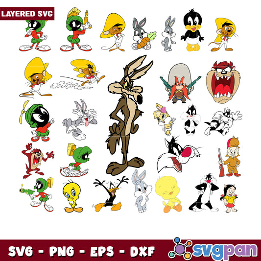 Looney Tunes SVG Bundle Layered Designs