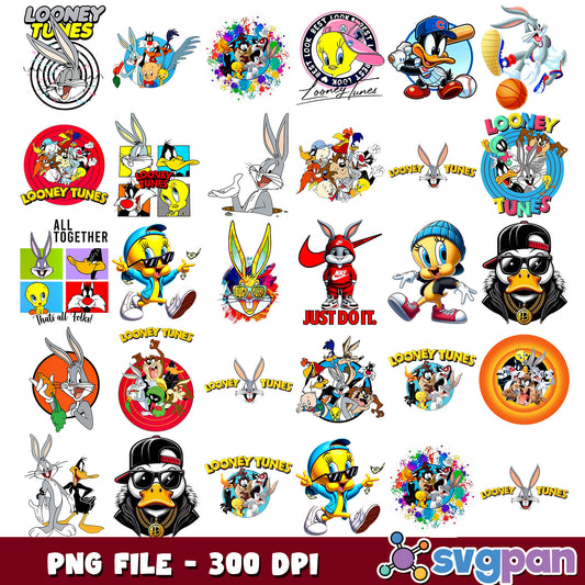 Looney tunes funny design png bundle