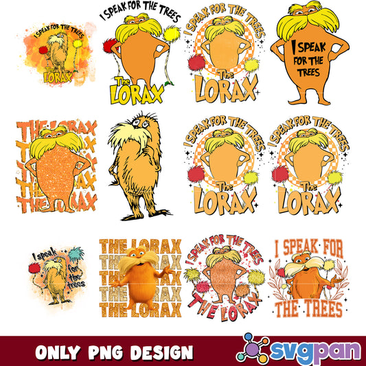 Lorax PNG Bundle Designs for Sublimation