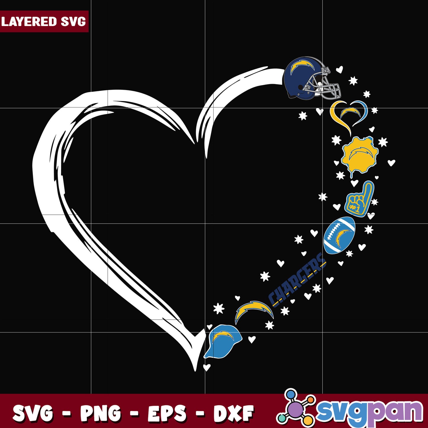 Los Angeles Chargers heart svg, nfl standings​ svg, nfl playoff svg