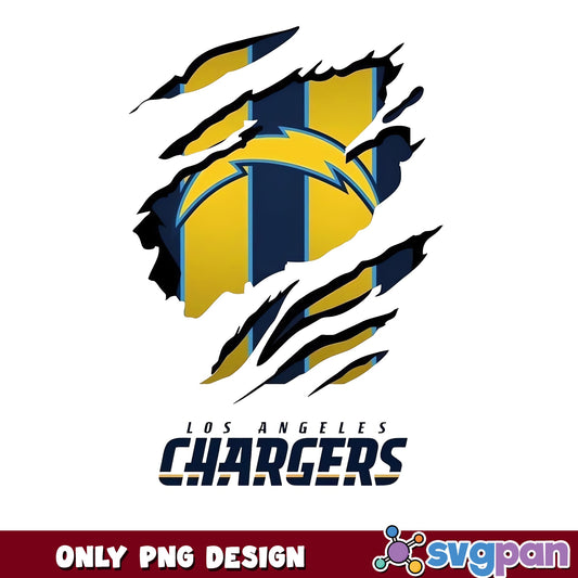 Los Angeles Chargers Ripped PNG, NFL Team Logo PNG, Football PNG