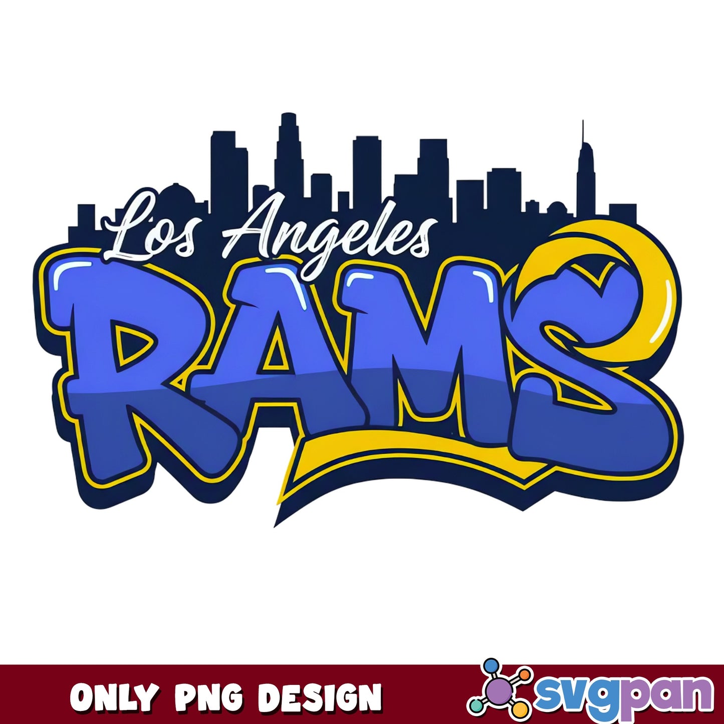 Los Angeles Rams PNG, LA Rams Skyline Design, NFL Football PNG