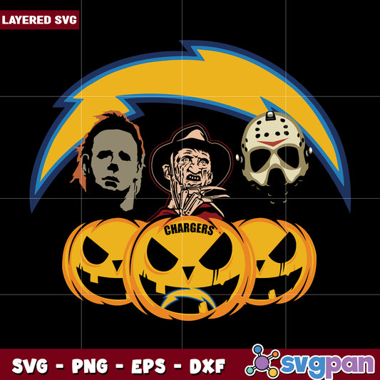 Los angeles charagers halloween pumkins svg, american football svg, nfl games svg