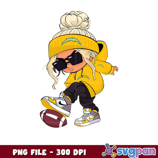 Los angeles chargers girl design png, game day vibes png png, nlf team logo png