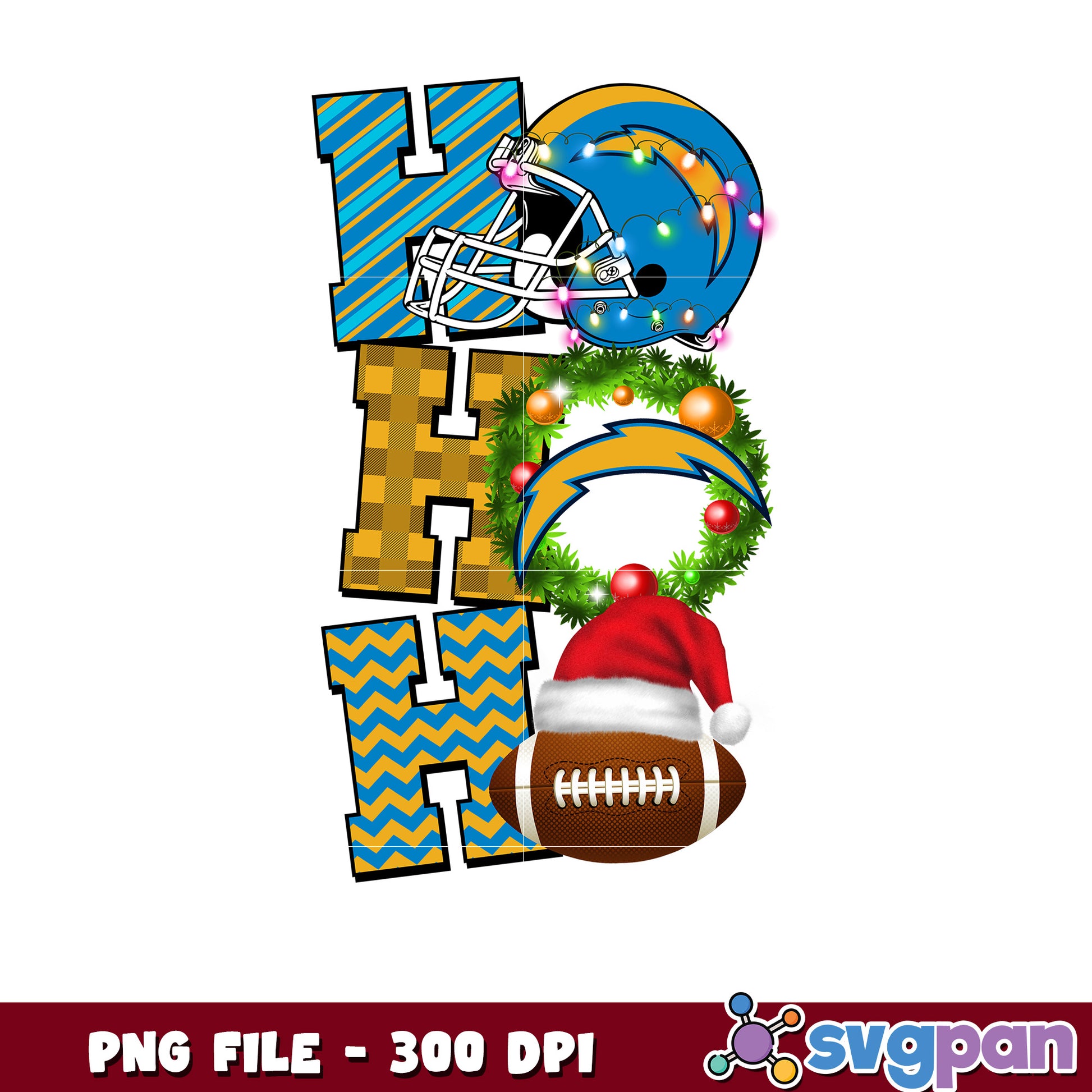 Los angeles chargers helmet hohoho png, nfl christmas games​ png, super bowl 2025